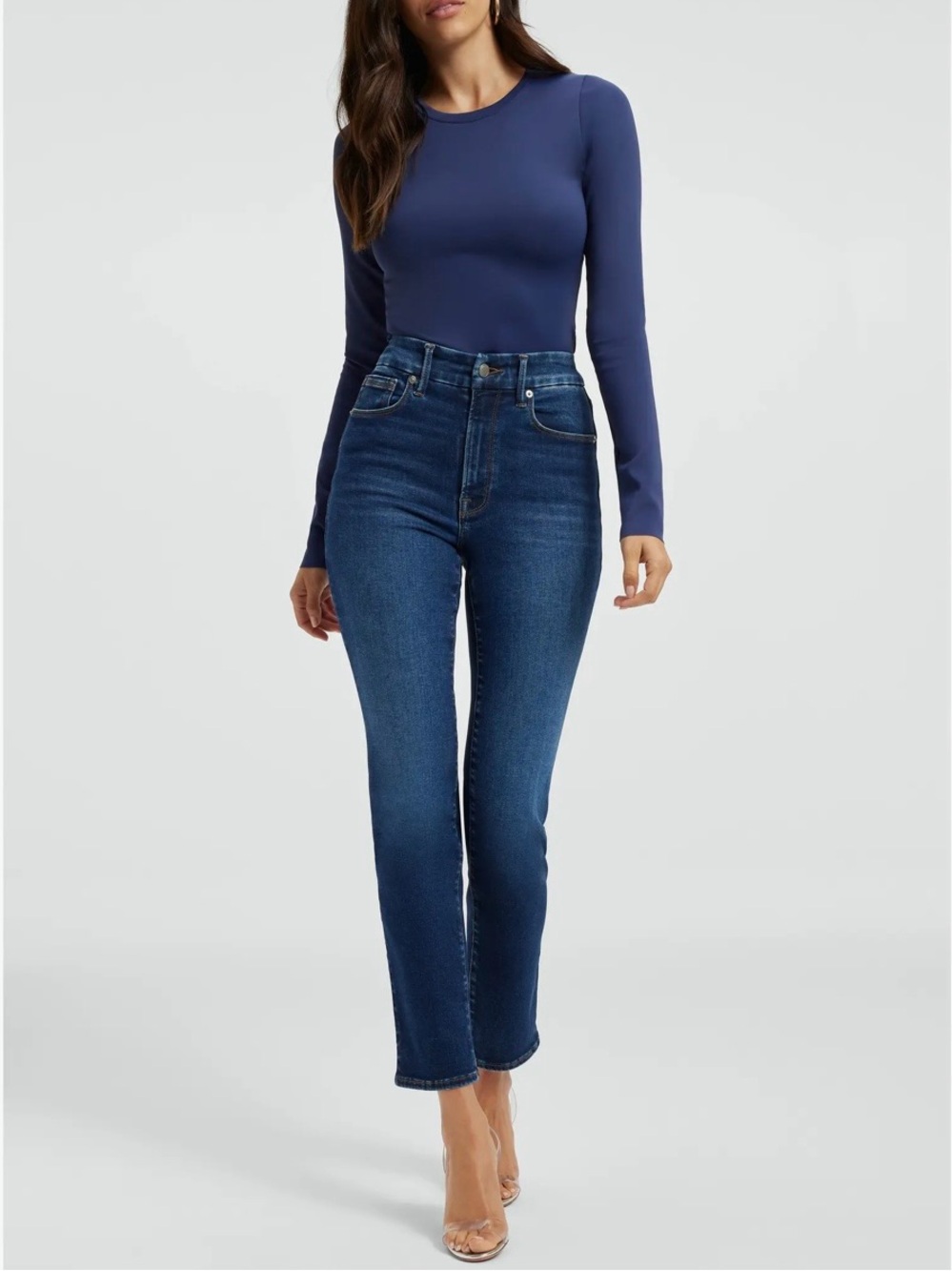 GOOD AMERICAN 6-12 Always Fits Good Legs Cigarette Dark Wash Jeans